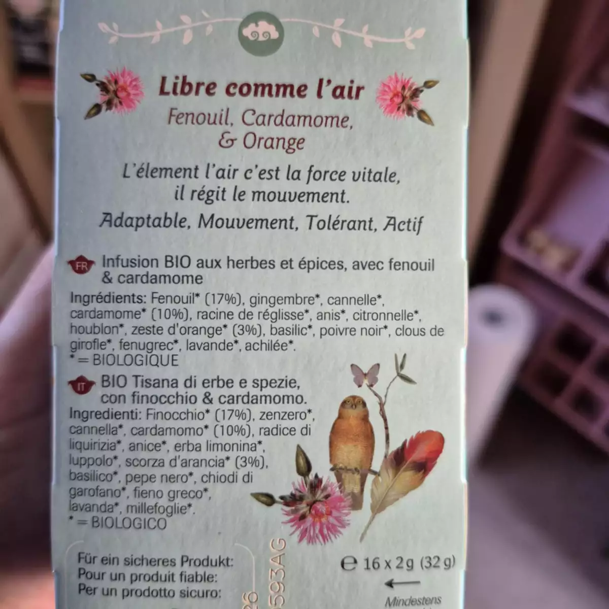 Infusion Bio Fenouil, Cardamone, Orange
