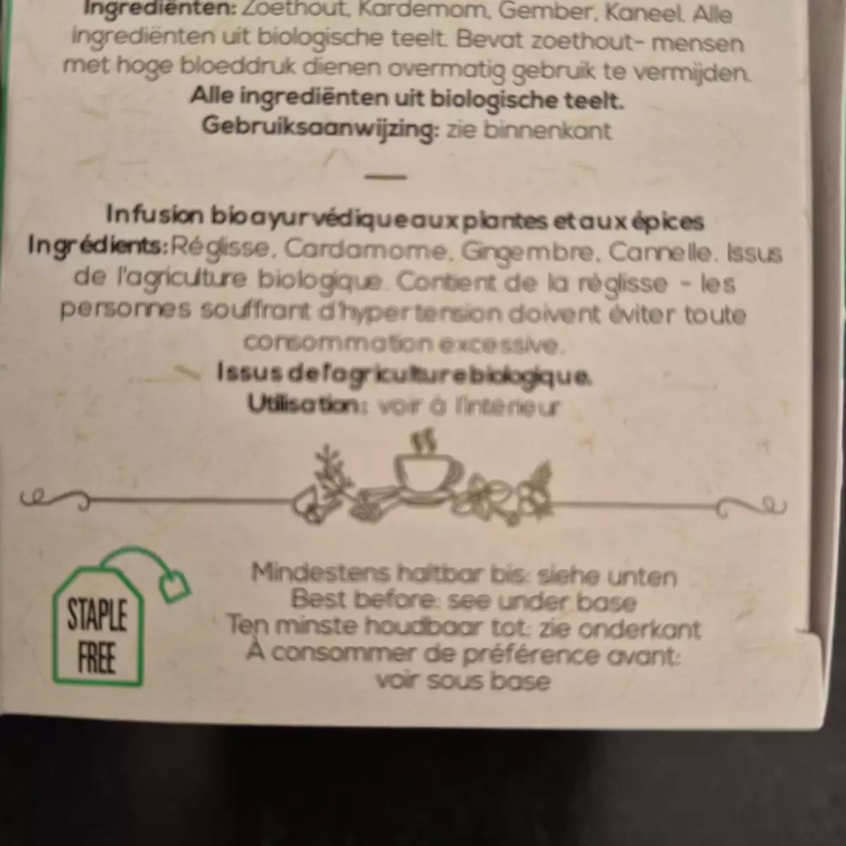 Infusion ayurvédique VATA