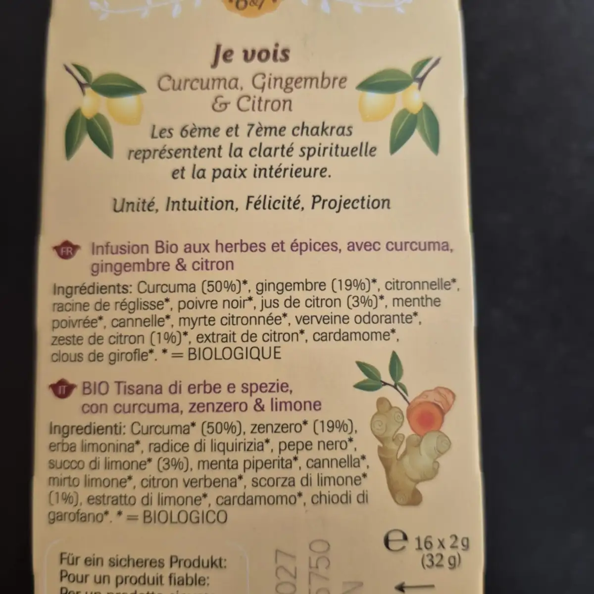 Tisane Curcuma, Gingembre, Citron