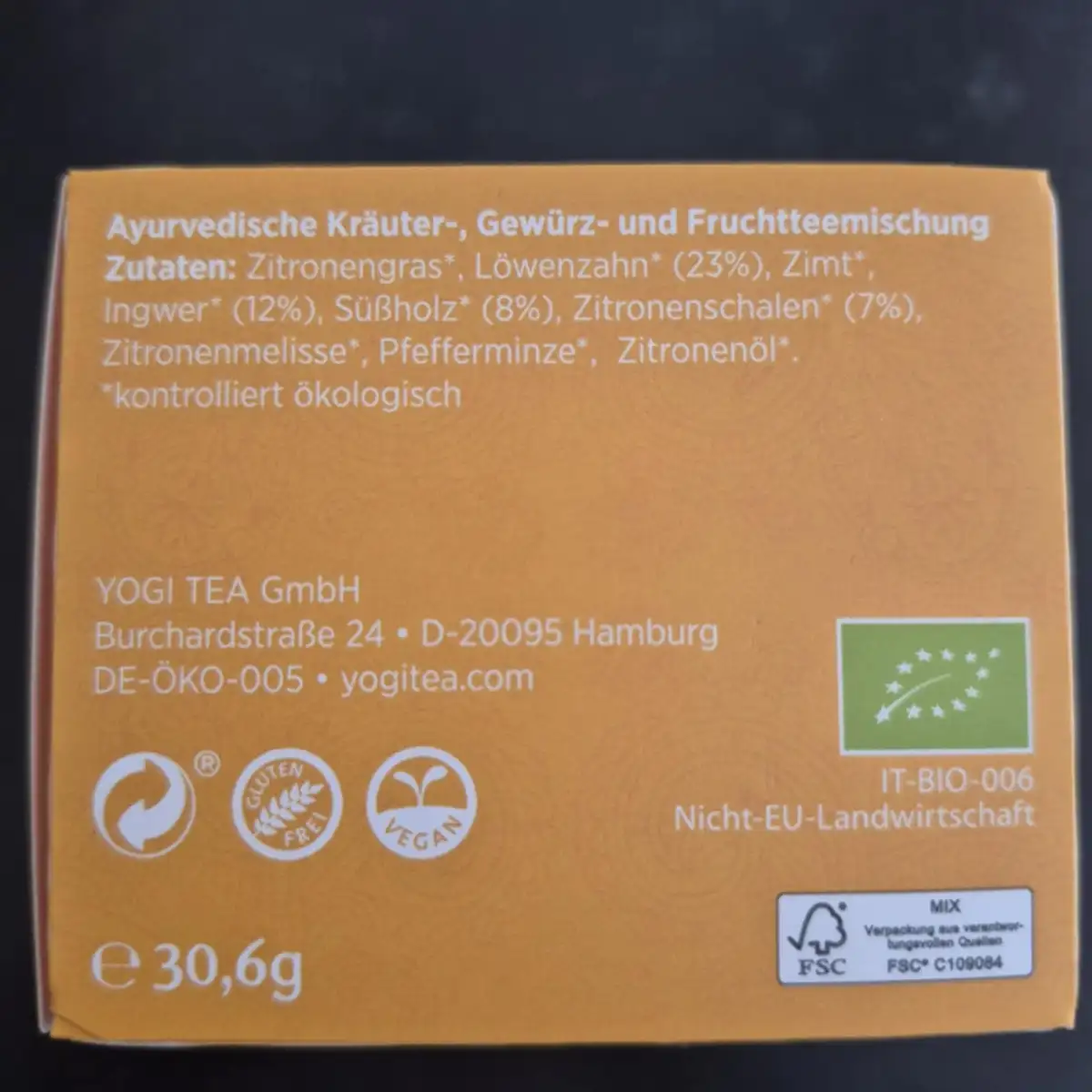 Tisane Gingembre, Citron